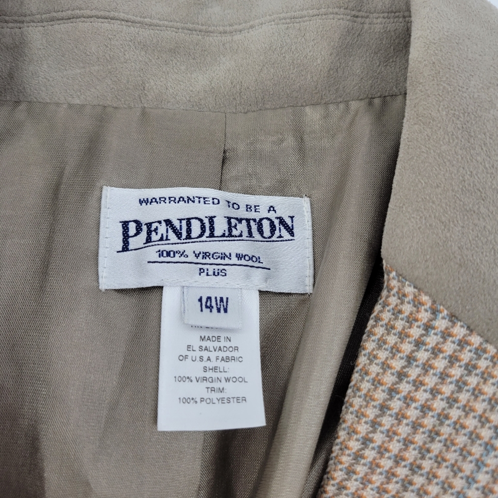 Pendleton Seasonless Wool Houndstooth Blazer Tan … - image 8